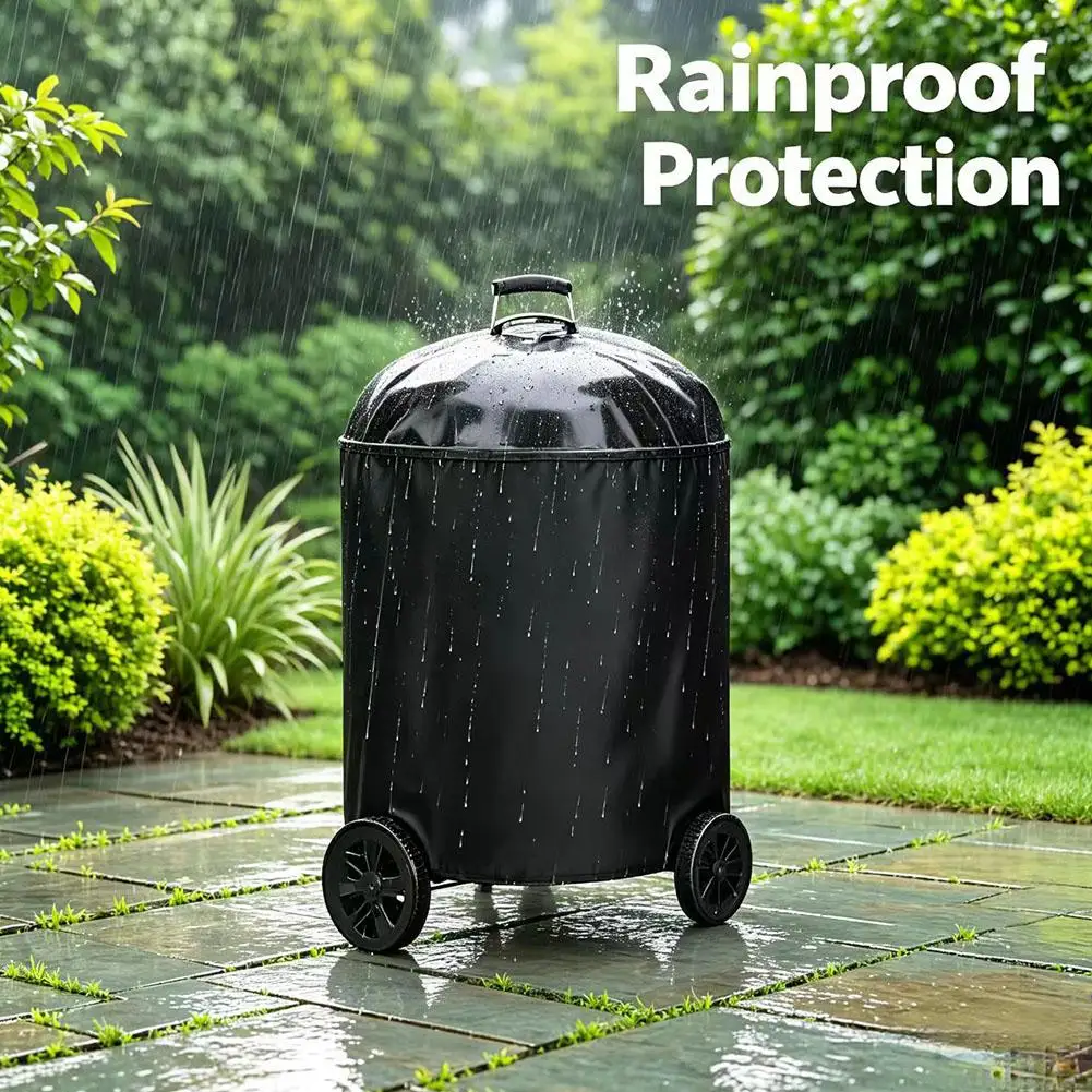 BBQ Grill Fire Pit Cover 210D Oxford Waterproof Weather Resistant UV Dust  Drawstring for Patio Yard Camping Outdoor Cookware