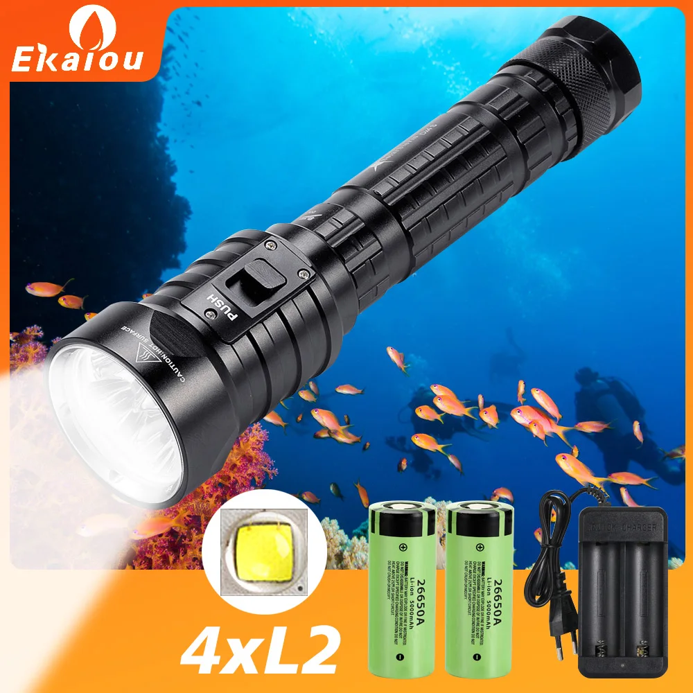 impermeavel super bright scuba lanterna led l2 profissional subaquatica mergulho tocha para camping snorkeling lampada de pesca 100m 01