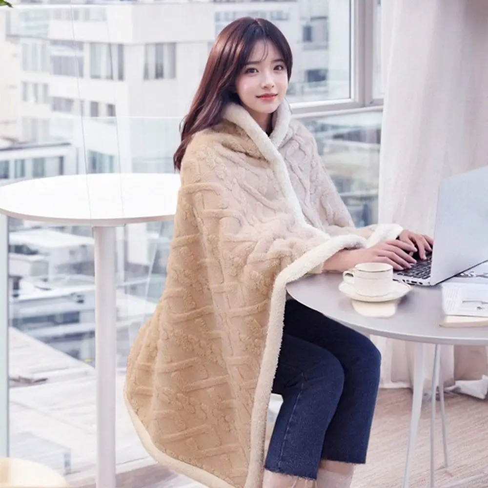 

New Soft Lazy Shawl Coral Fleece Multifunction Wearable Cape Thick Warm Lamb Wool Winter Shawl Office Use Lunch Break