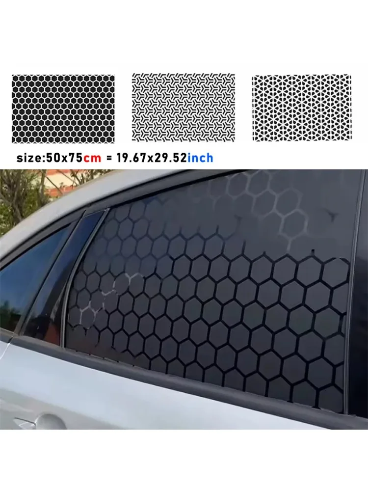 Auto-Seitenfenster-Wabenmuster-Aufkleber in Mattschwarz für dreieckige Fensterdekoration, Vinyl-Aufkleber, universell für alle Fahrzeugzubehörteile