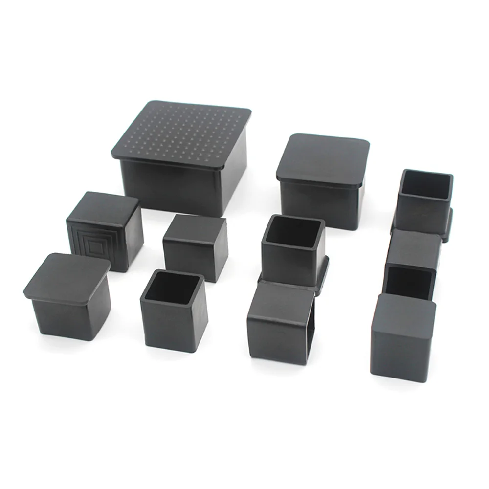 19x19-80x80mm Square Chair Leg Caps Black Rubber Table Furniture Feet Pipe Tubing End Cover Cap Socks Plug Floor Protection Pad