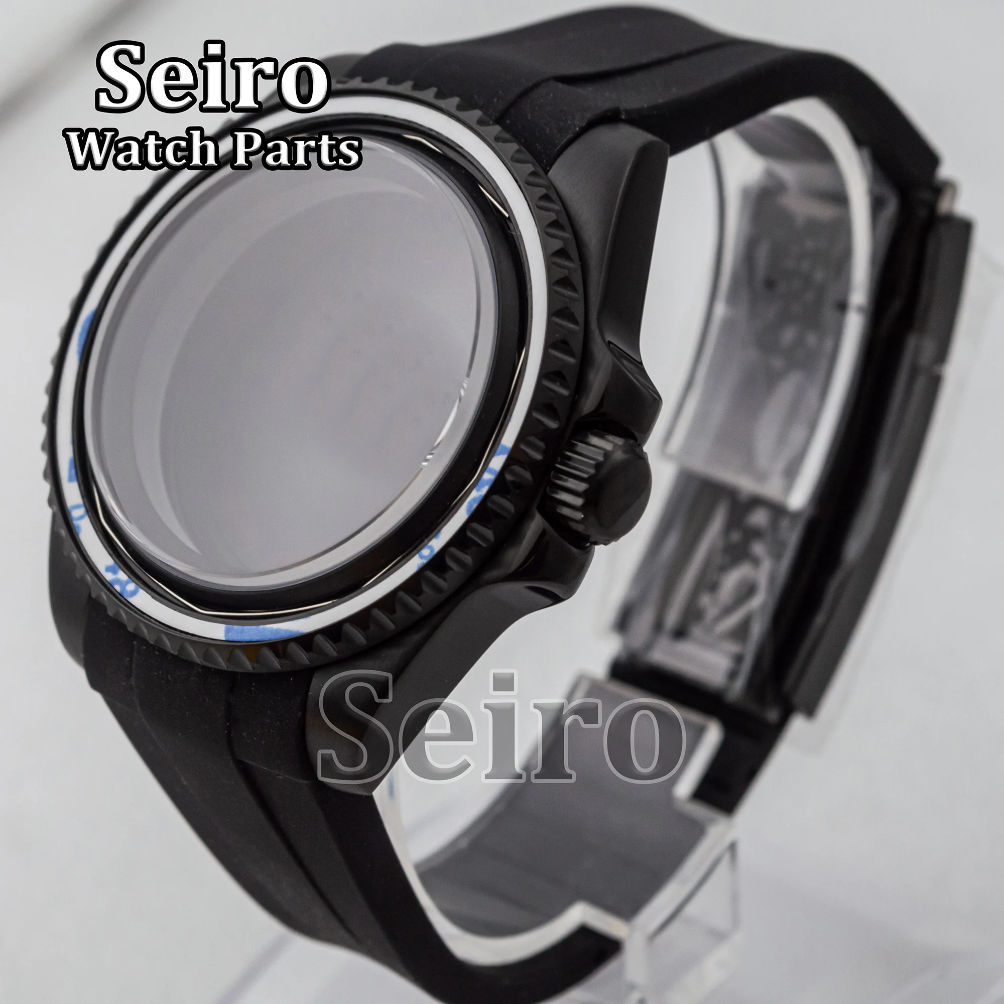 

40MM Watch Case Sapphire Glas Rubber Strap Stainless Steel Case Back 10ATM Waterproof Wacthcase for SUB NH34 NH36 Movement