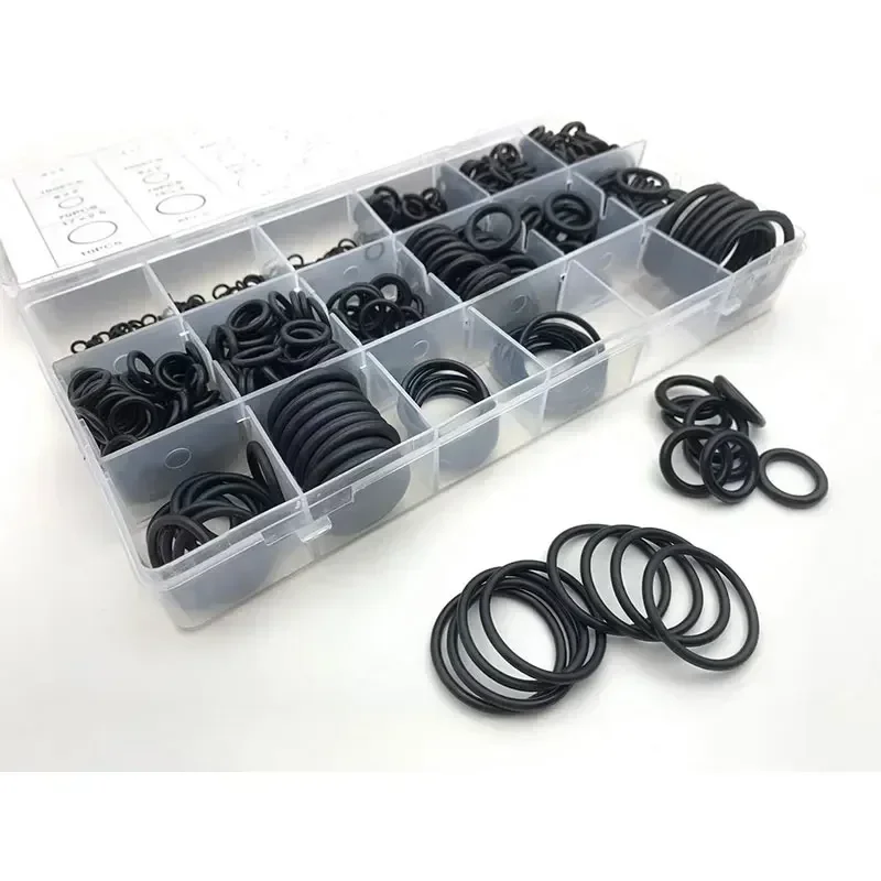 850 قطعة CS: 1 مللي متر ~ 4 مللي متر OD: 3 مللي متر ~ 27 مللي متر يا خاتم مجموعة ختم الأربطة المطاطية النتريل طقم تصليح الضغط العالي ختم شريط مرن O حلقات مطاطية