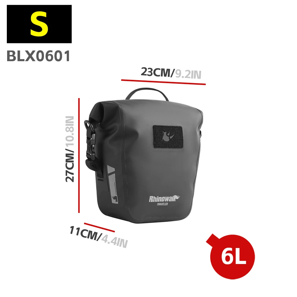 Rhinowalk Fietstas Waterdicht Quick Release 6-12-20-25L Voor Road MTB Touring & Vouwfiets Lange Dist Fietsen Side Pack