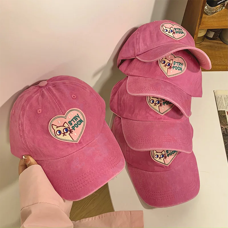 

1pc Ladies' Pink Embroidered Baseball Cap, Fashionable Casual Style Suitable For Daily Outfits And Outdoor Sun Protection