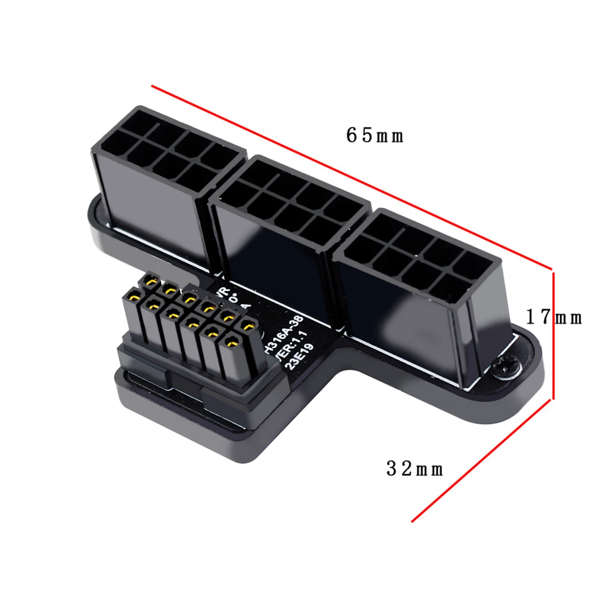 12VHPWR ATX3.0 PCI-E 5.0 Power Modular to Three ATX 8P Adapter for 4080 5090TI 16Pin 12+4P Graphics Card Up Angled 90 Degree