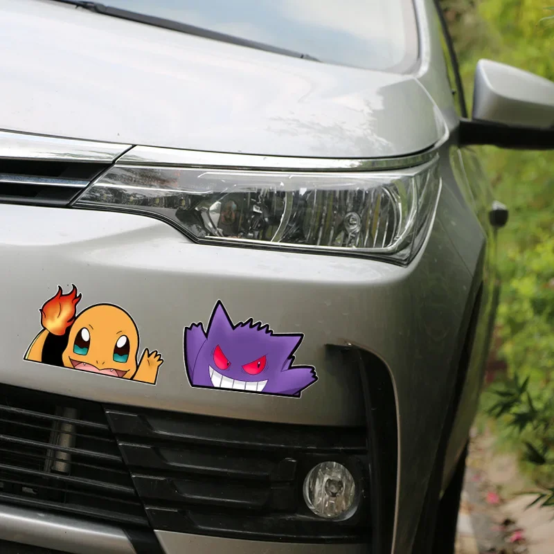 Pokemon Anime Pikachu Charmander Bulbasaur Squirtle Gengar Car Decoration Sticker Door Beautification Children\'s Toy Gift