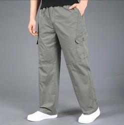 Autumn spring Men cargo pants zipper pockets cotton large size 6XL 7XL 8XL khaki army green black gray pants cool 54 56 48 50 46