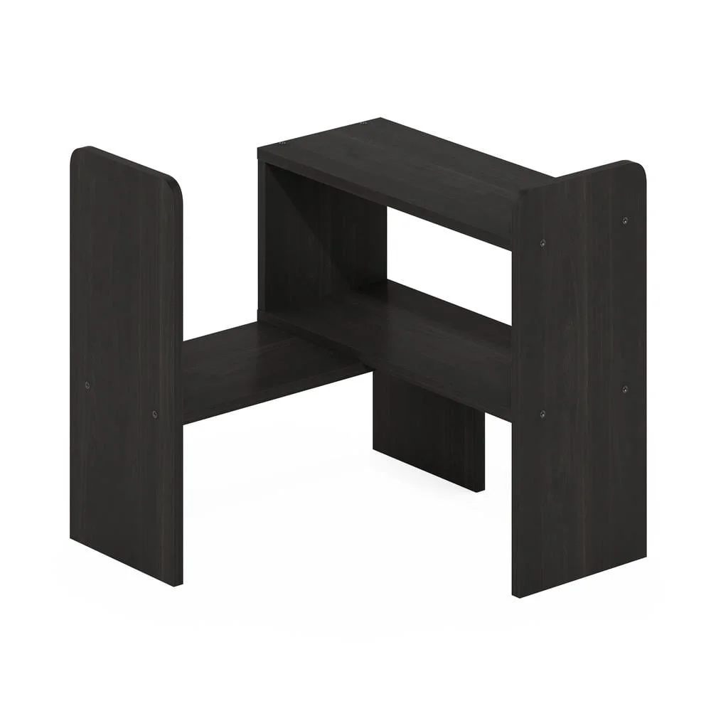 Desktop Organizer Bookshelf Wood Durable Storage Unit Adjustable Shelves Home Office Decor Easy Assembly Espresso Finish