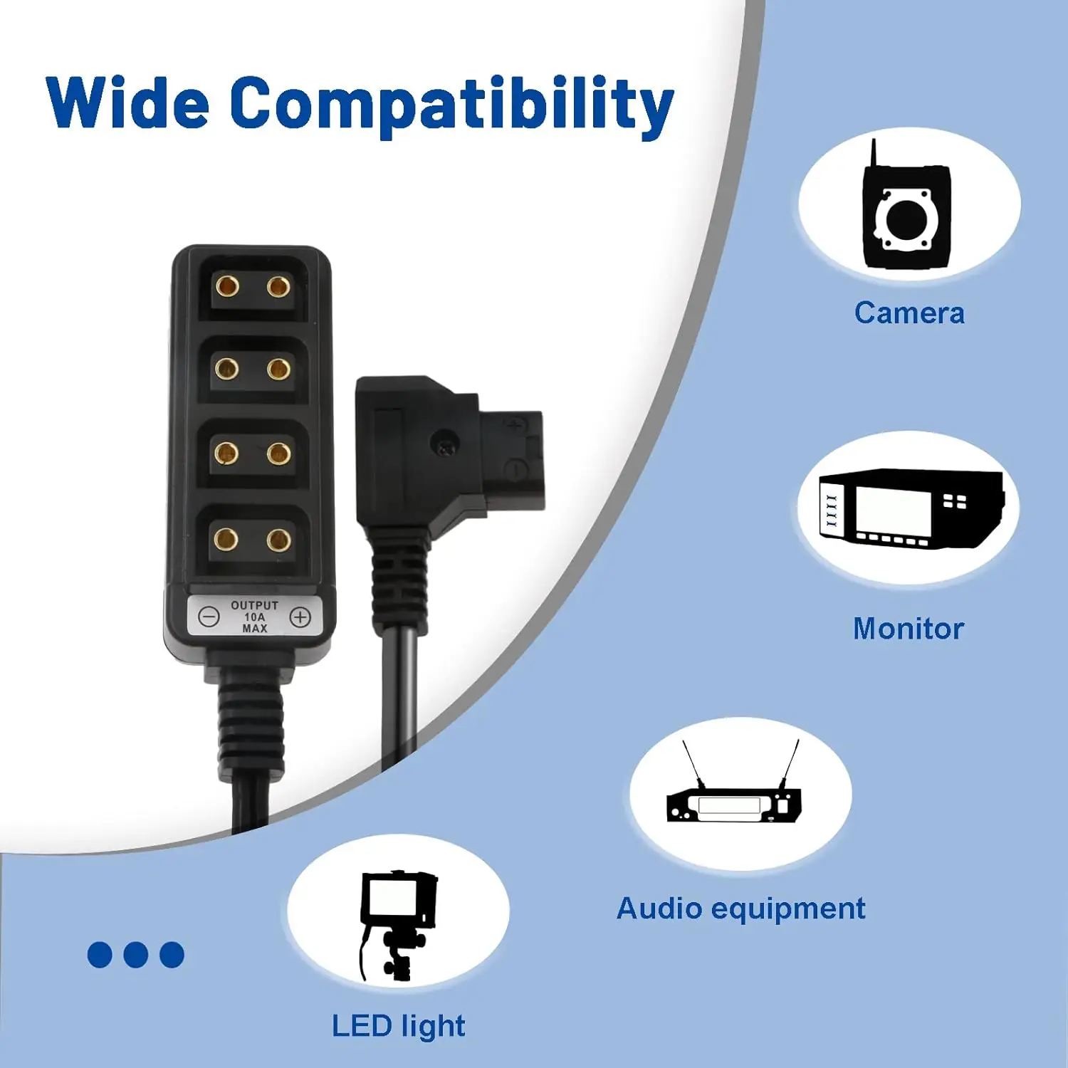 

Alvin's D Tap to 4 Port Splitter Coiled for Anton Bauer V Mount