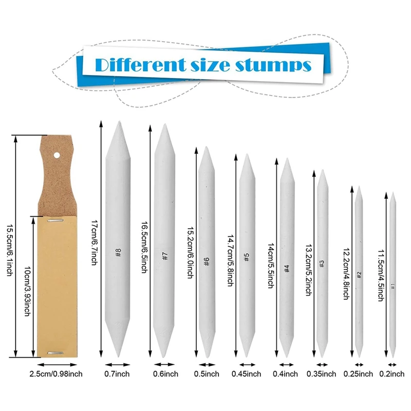 22 PCS Drawing And Sketching Tool Set: Includes 16 Blending Stumps, Dual Sandpaper Sharpeners, And Extension Tool