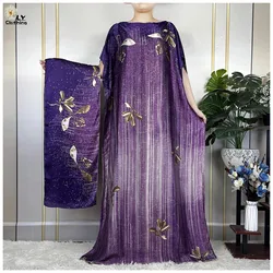 New For Women Printed Silk Soft Loose Femme Robe 2023 Muslim Dubai Summer Clothing African Fashion Woman Dresses With Turban