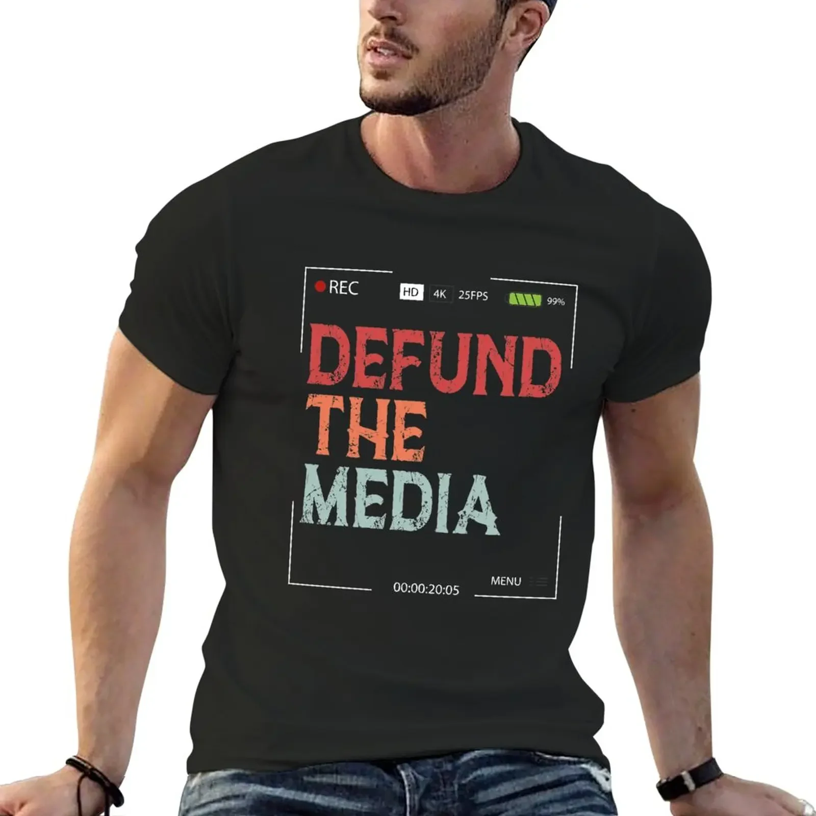 Defund The Media T-Shirt quick-drying plus size tops aesthetic clothes oversized t shirt men