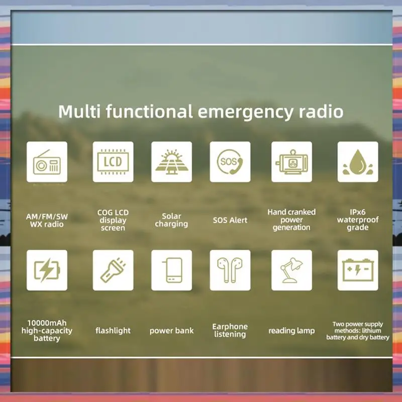 AC18 (保証) HRD907 10000Mah 緊急ラジオソーラー充電照明モバイル機能ポータブルクランクラジオ停電 Situa