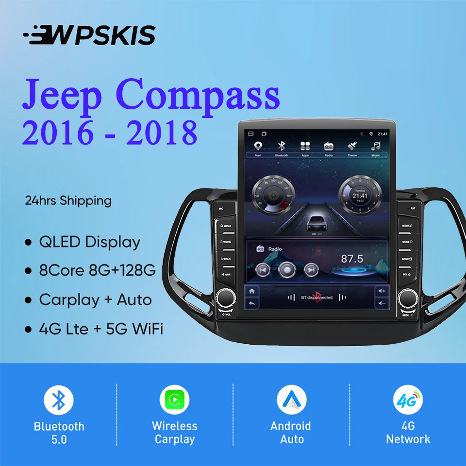 8 núcleos 8G + 128G Carplay Auto Radio Audio estéreo grabadora de cinta HU unidad principal para Jeep Compass 2016 2017 2018 GPS DVD Cassette