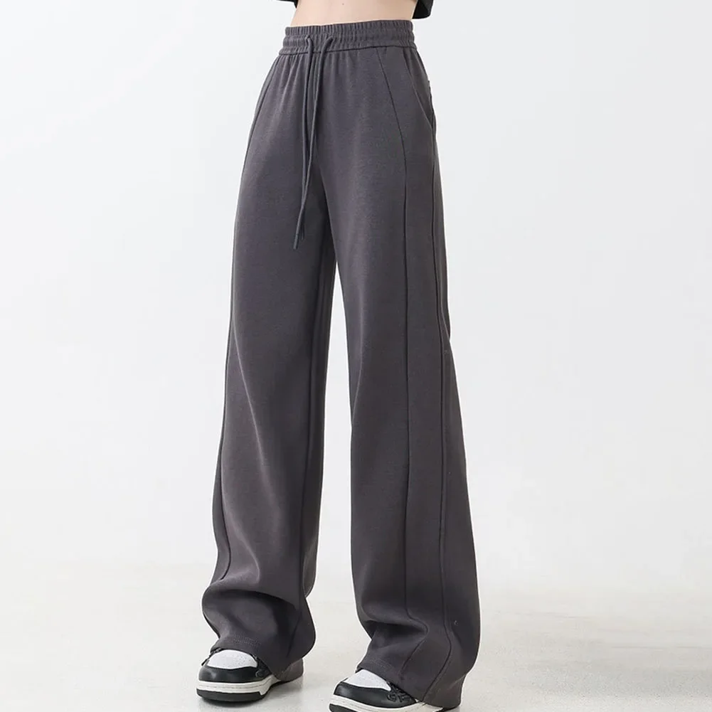 Casual Straight Leg High Waist Sweatpants Casual Daily Wear Microelasticity Fabric Solid Color Pattern All Season Suitable