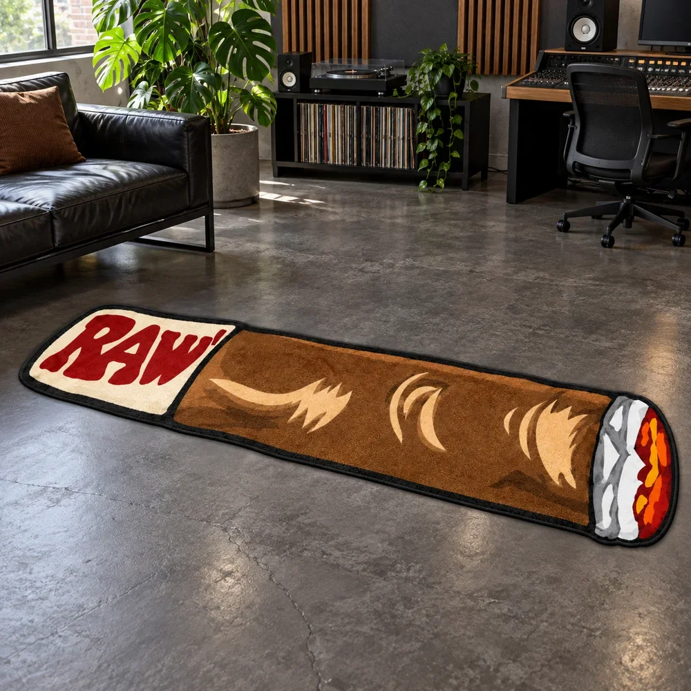 Brown Cigar Shaped Rug Soft Flannel Non Slip Floor Mat Novelty Decor for Bedroom Gaming Room Man Cave Gift for Cigar Lovers