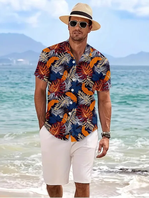 

Hawaiian Print ort Sve irt Collared Beach Vaion Men's Clothing Breathable Lightweight Summer Faion Casual irt