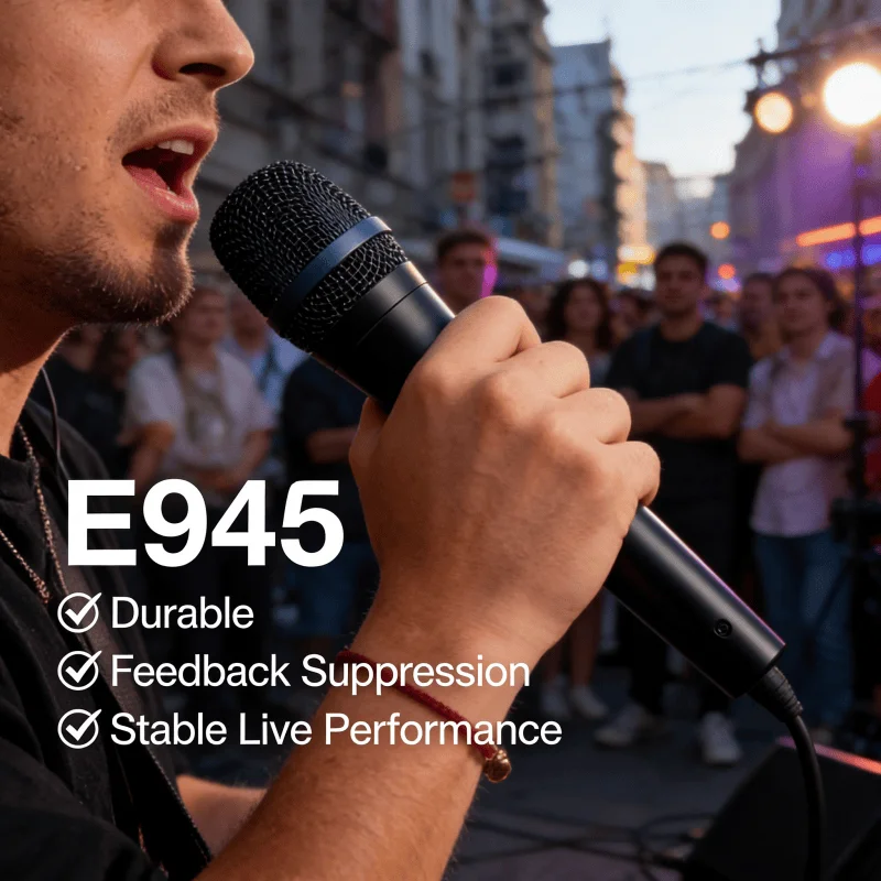 

E945 Super Cardioid Dynamic Vocal Microphone Handheld Professional Mic for Stage Live Singing Karaoke DJ Streaming 3PCS Bulk