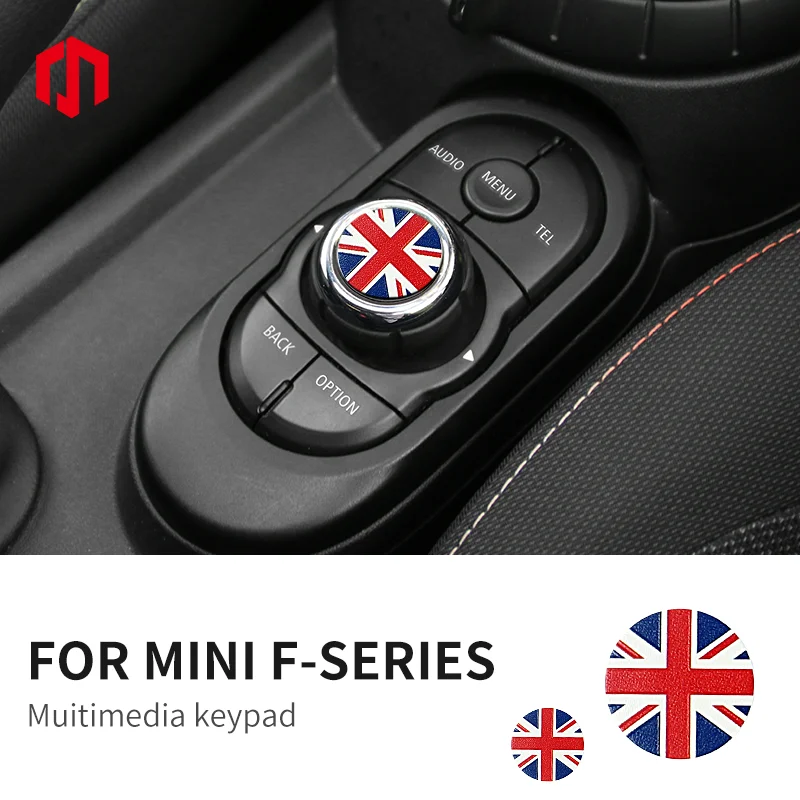 2pcs For MINI Cooper F55 F56 F57 F60 Countryman Clubman Leather Central Control Volume Multimedia Button Knob Sticker Styling