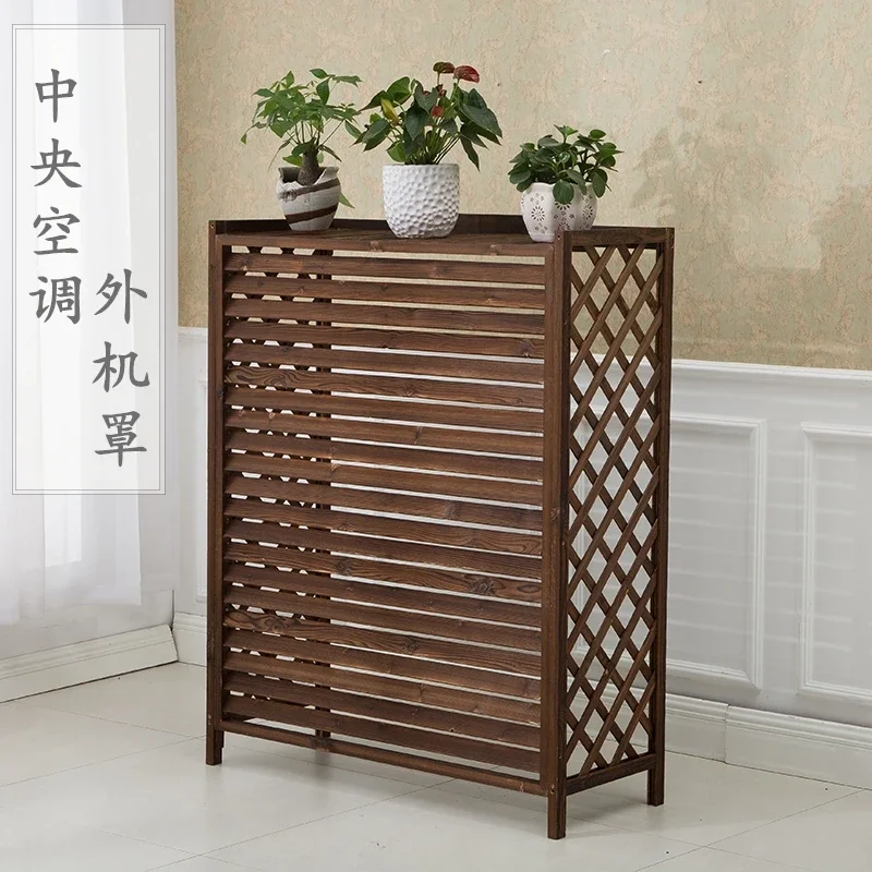 Outdoor anticorrosive wooden flower box partition flower stand balcony flowerpot air conditioner external machine fence cover gr