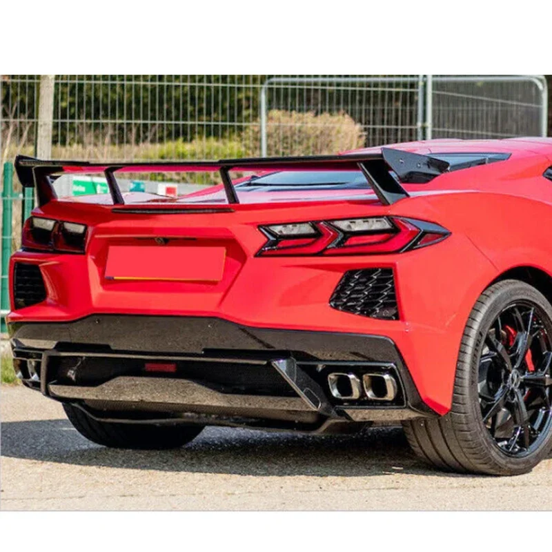 For Chevy corvette C8 Z06 Carbon Fiber Tail fins Spoiler Rear Trunk Spoiler Guide Wing Rear Wing upgraded Auto parts body kit