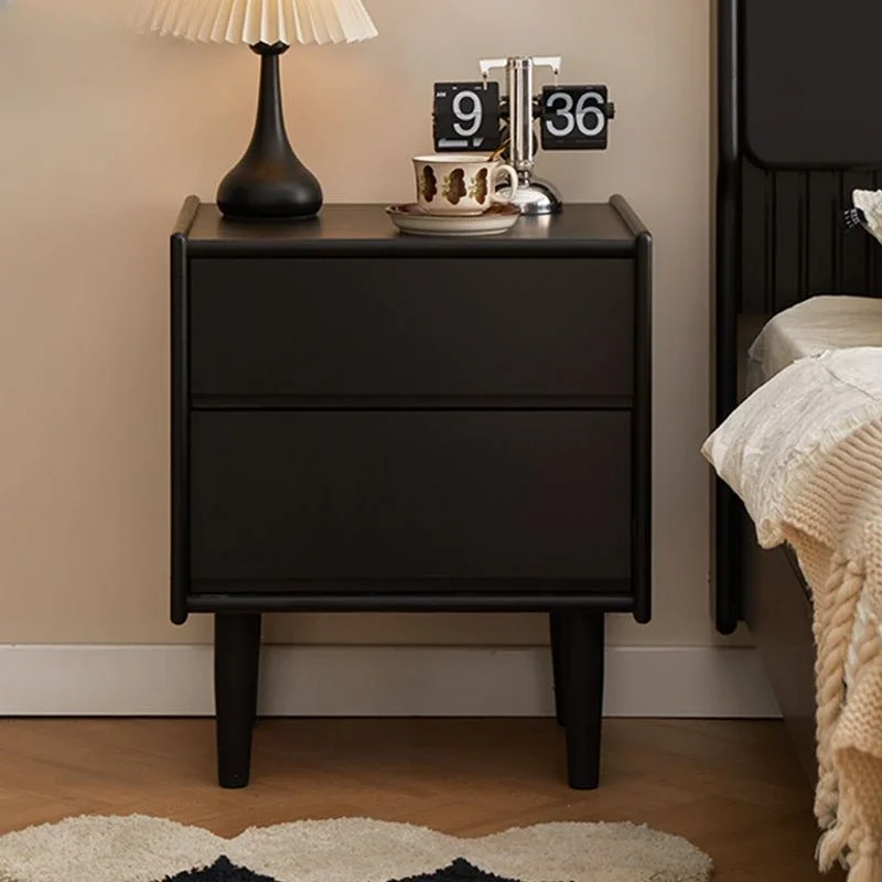 Fuzun Starlight Solid Wood Bedside Table Black Luxury Bedroom Storage Cabinet Modern minimalist storage cabinets image 3