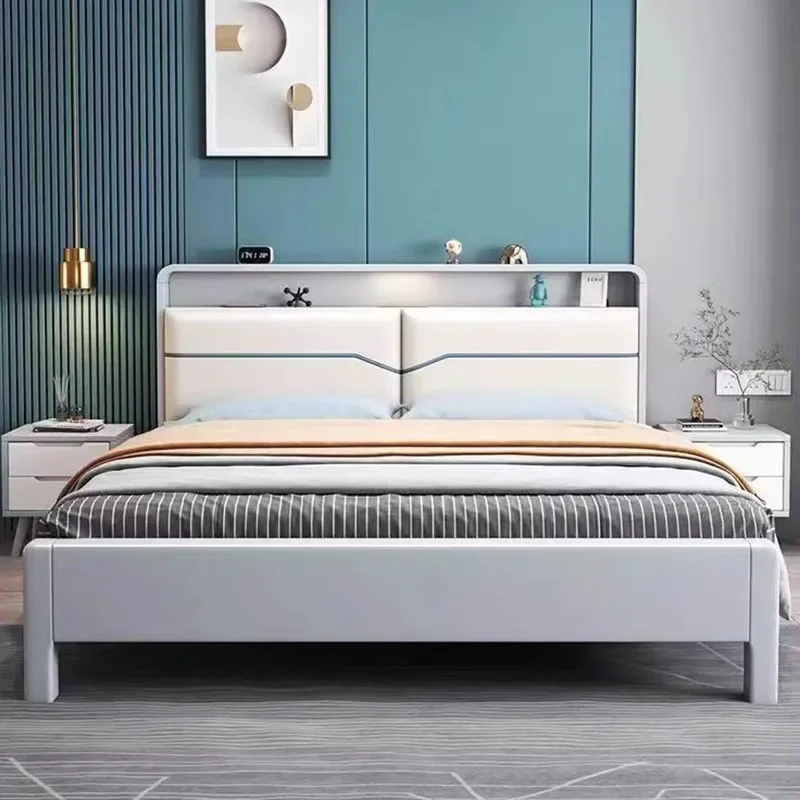 French Nordic Bed Adjustable Hotel Full Body Confortable Fashionable Bed Light Luxury High Quality Cama De Casal Home Furniture