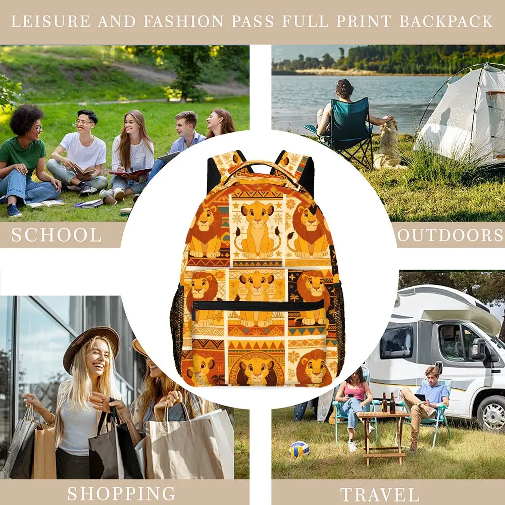ディズニー ライオンキング バックパック、カジュアルバッグ、大容量、高品質ギフト、パーソナライズされた日常使用