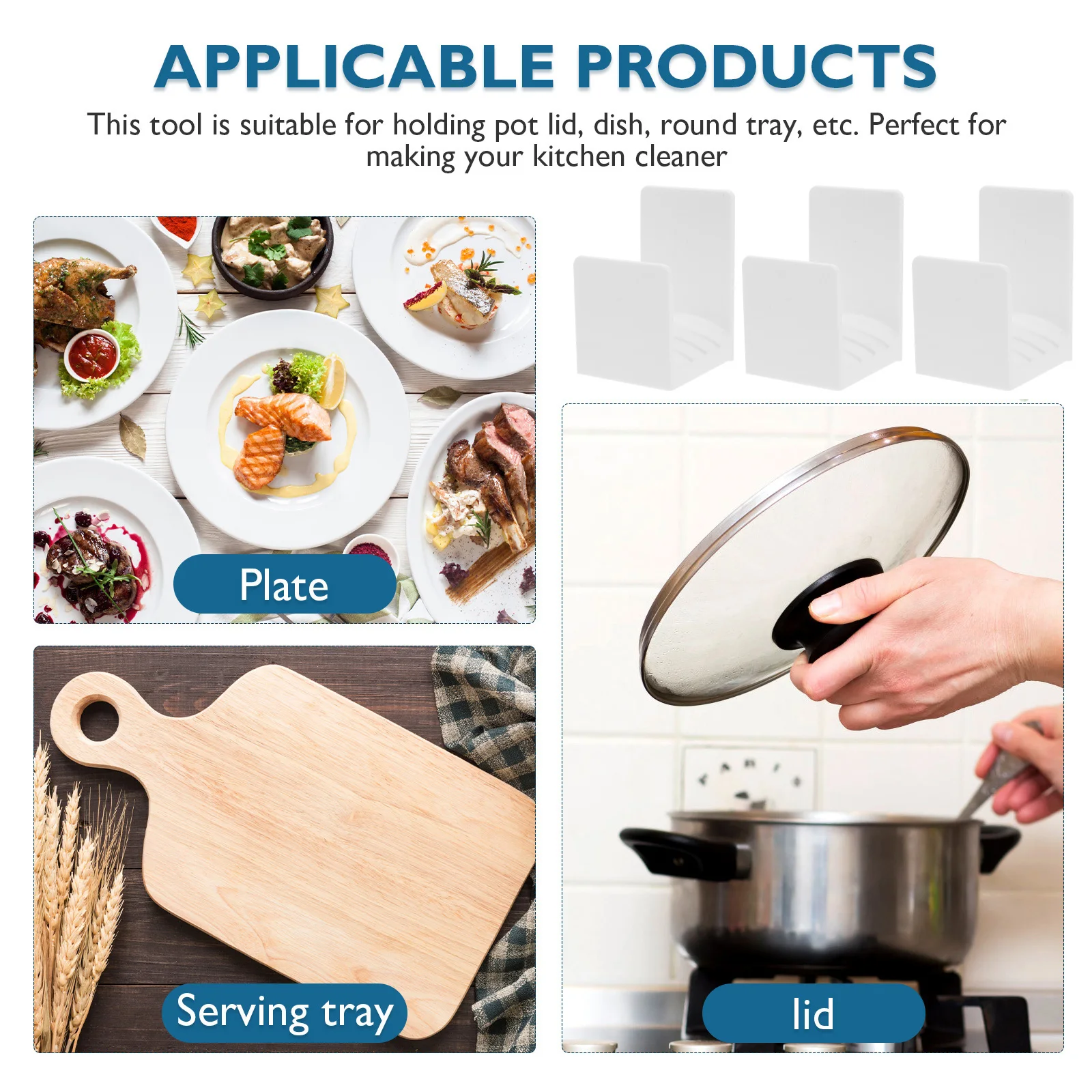 

6Pcs Pot Lid Rack Wall Holder Compact Kitchen Organization Stylish Lid Storage Solution