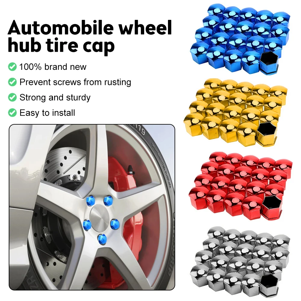 20Pcs 17/19/21mm Car Wheel Nut Caps Protection Covers Caps Anti-Rust Auto Hub Screw Cover Car Tyre Nut Bolt Exterior Decoration