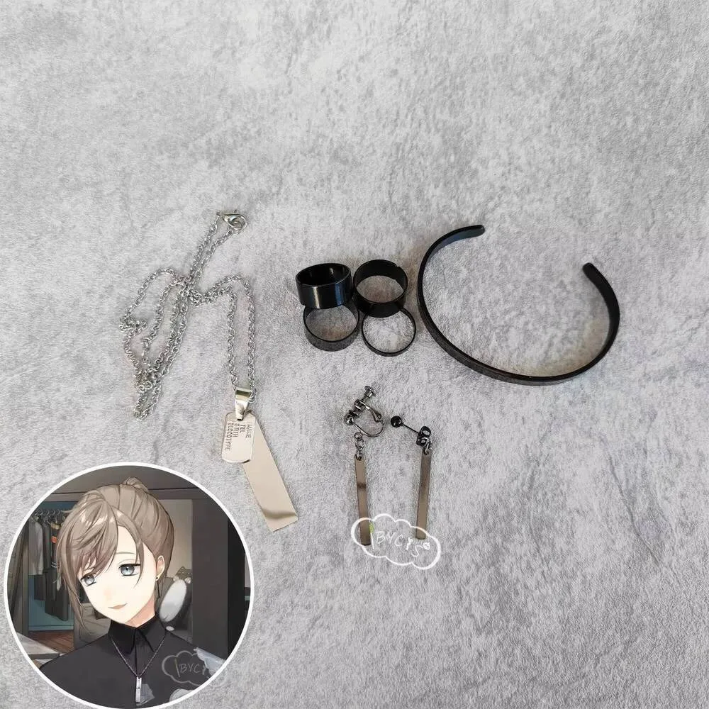 NIJISANJI Vtuber Kanakana Cos أقراط قطعة معلقة تأثيري القلائد خواتم أساور هالوين أنيمي الدعامة مجوهرات اكسسوارات