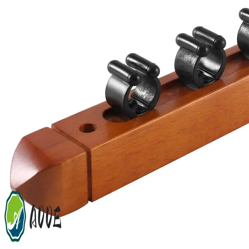 

Новая настенная стойка для бильярдных киев из твердой древесины, стойка для кия, 6 зажимов, держатель для бильярда, кронштейн, аксессуары, коричневый