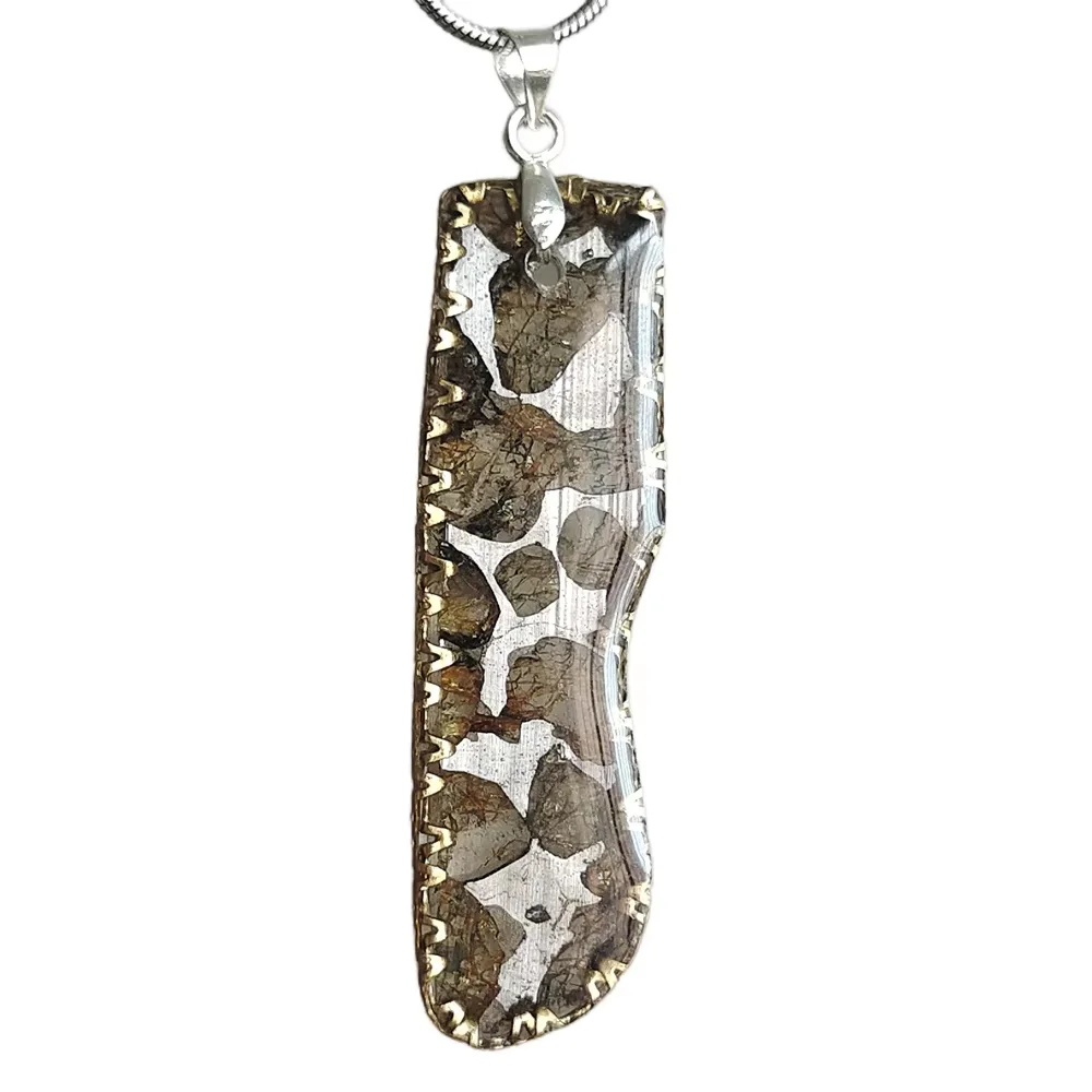 3.8g Brenham Olive Meteorite manual Pendant Olive Meteorite Natural Olive Meteorite Necklace Pendant Specimen Collection- TB212