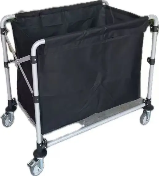 عربة تنظيف الغسيل المعدنية للتدبير المنزلي لغرفة الفندق