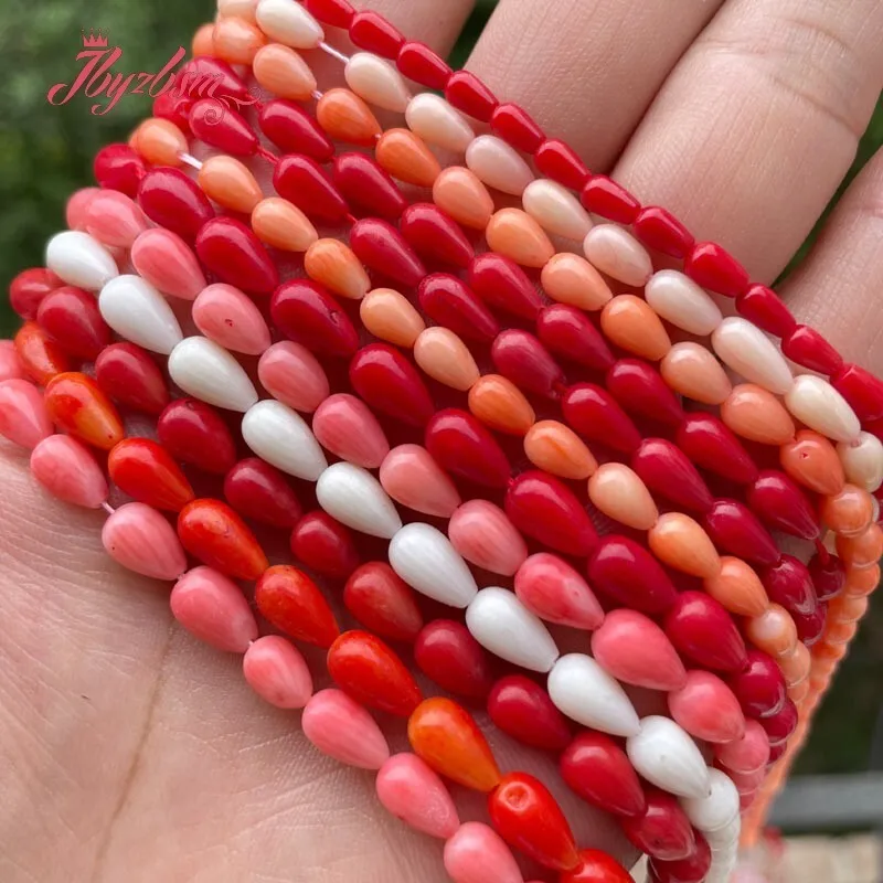 5x8/3x5/2x4mm Smooth Drop Coral Natural Stone Beads For DIY Necklace Bracelets Eaaring Pandant Jewelry Making 15\