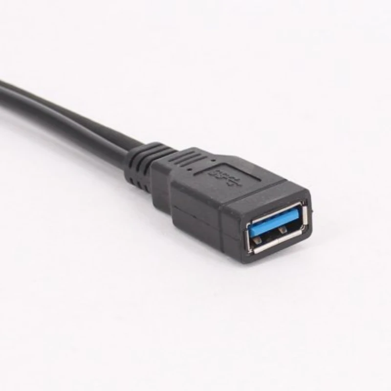 1pc Black USB 3.0 Female To Dual USB Male with Extra Power Data Y Extension Cable for 2.5\