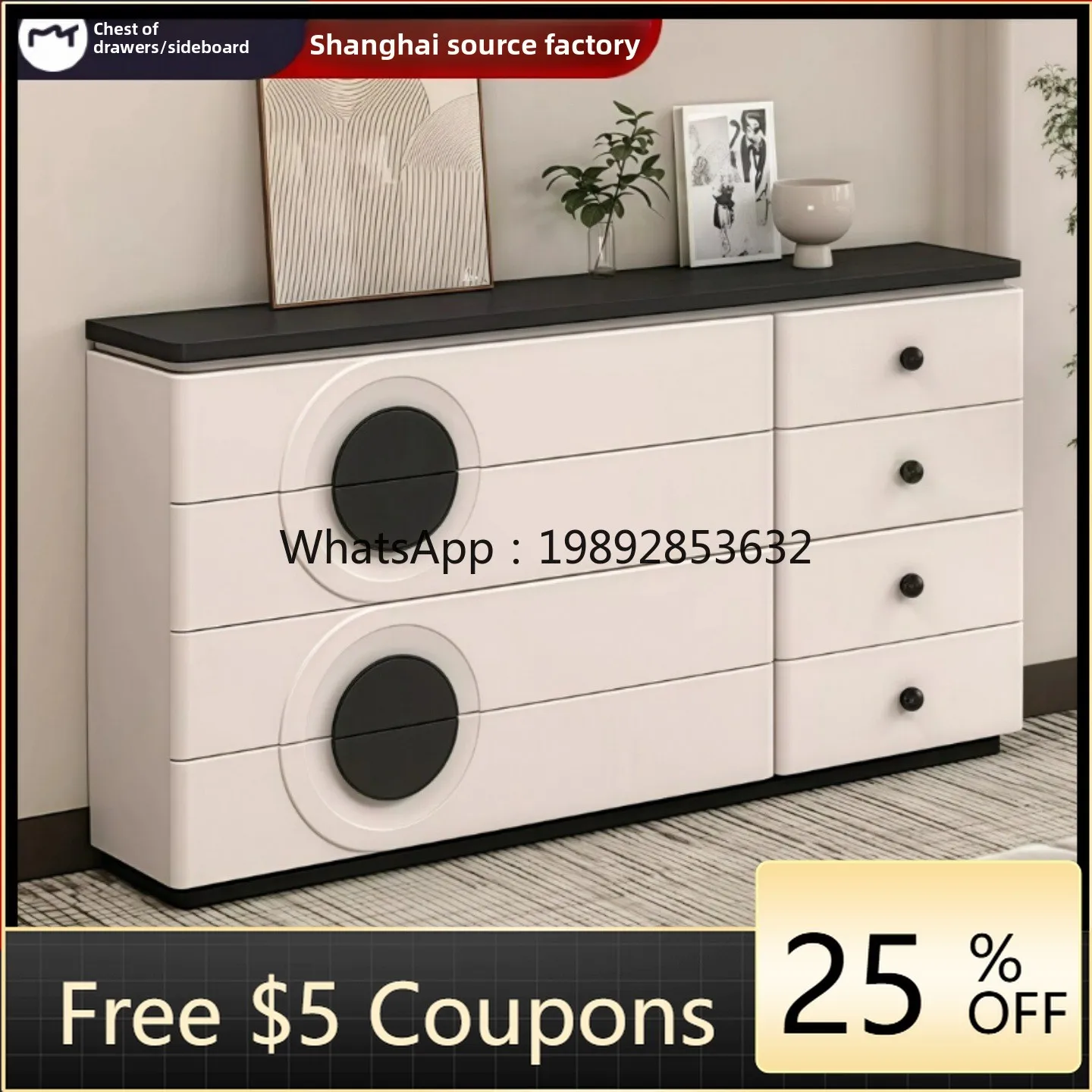 

LYY Italian Minimalist Lacquer Sideboard Entryway Cabinet Modern Simple Bedroom Chest Storage