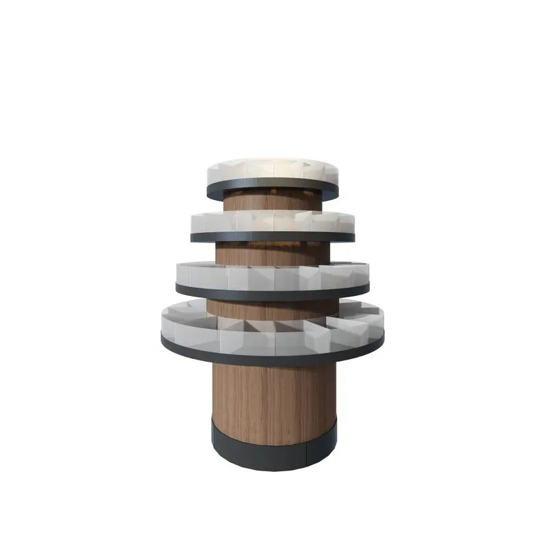 Wooden Snack Hanging Basket Shelf Metal Round Display Rack for Supermarket Chocolate Shop Retail Store