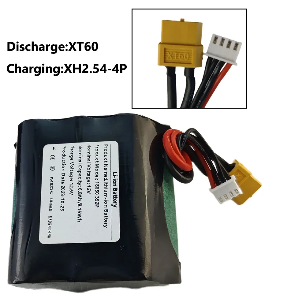 3S2P 12V 6.8Ah High Capacity UAV Rechargeable 12.6V Li-ion Battery for Various RC Airplane Drone Quadrotor XH2.54-4P XT60