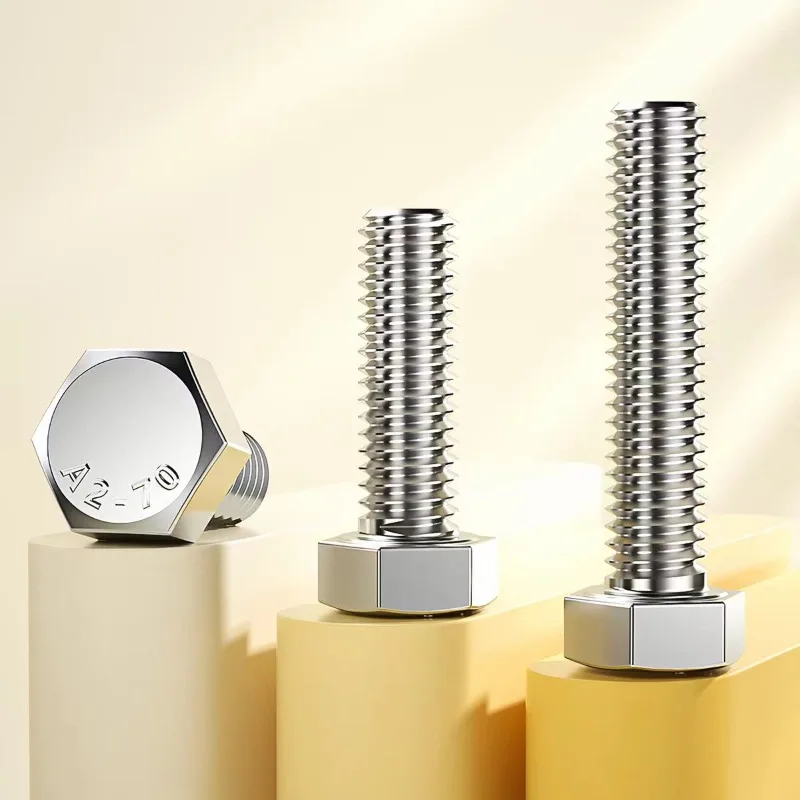 304 Stainless Steel M8 M10 M12 Hexagon Head Bolt DIN933 Full Thread External Hex Screws