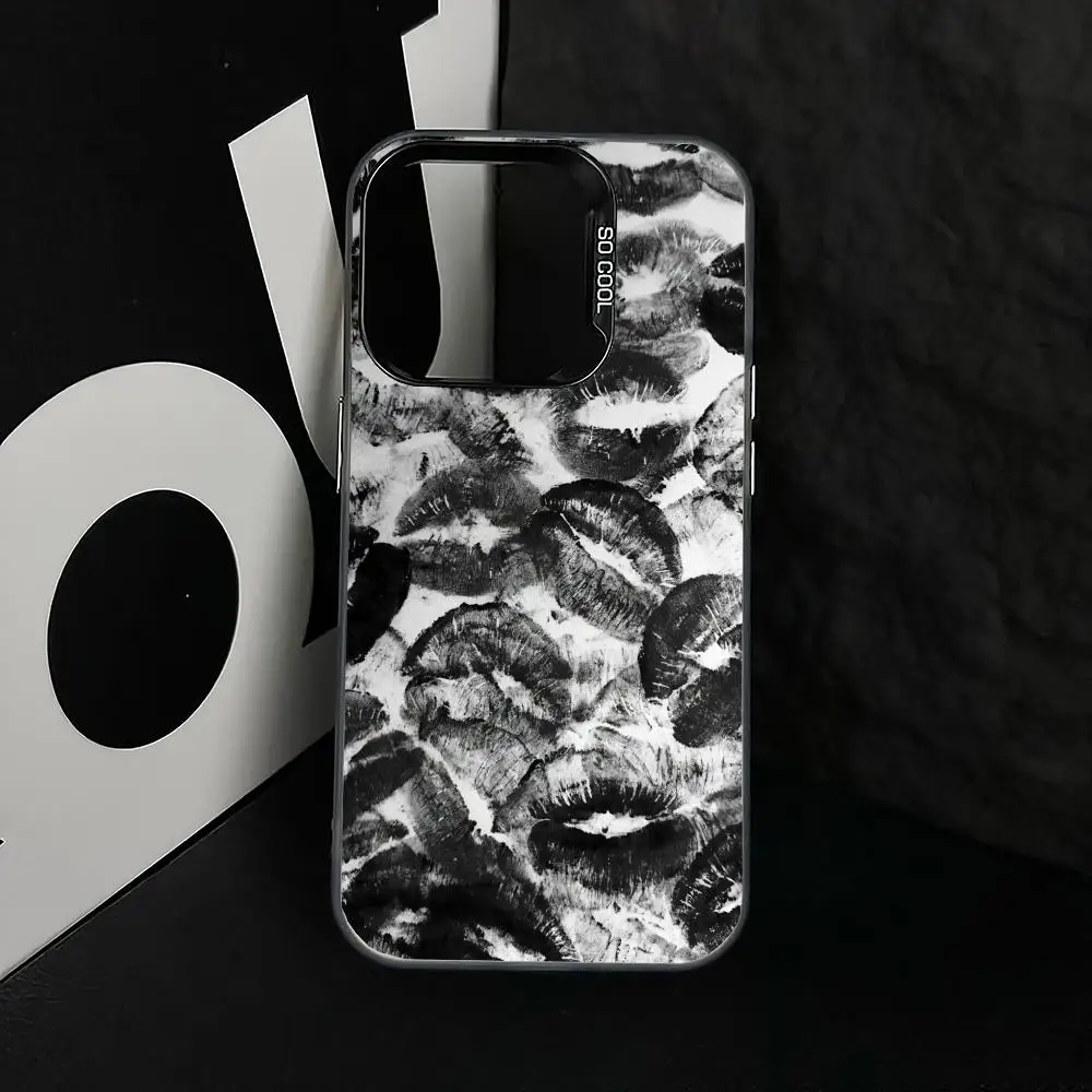 

Black lip personalized phone case suitable for iPhone 16 17 15 14 13 12 11 Pro/Max/Plus anti drop and shockproof back cover