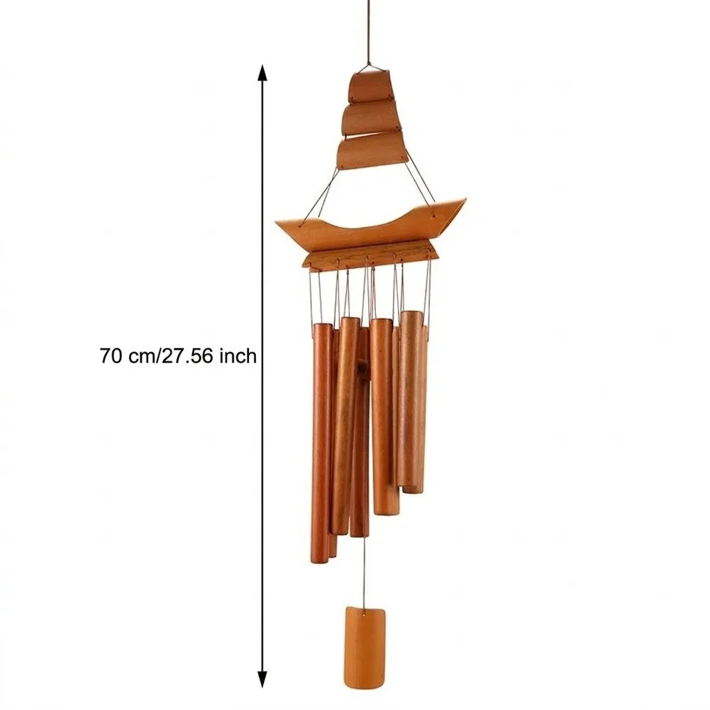 70*19cm Wooden Wind Chime Rustic Wind Bell Striking Decorative Piece Natural Aesthetic Design Soothing Calming Melodies