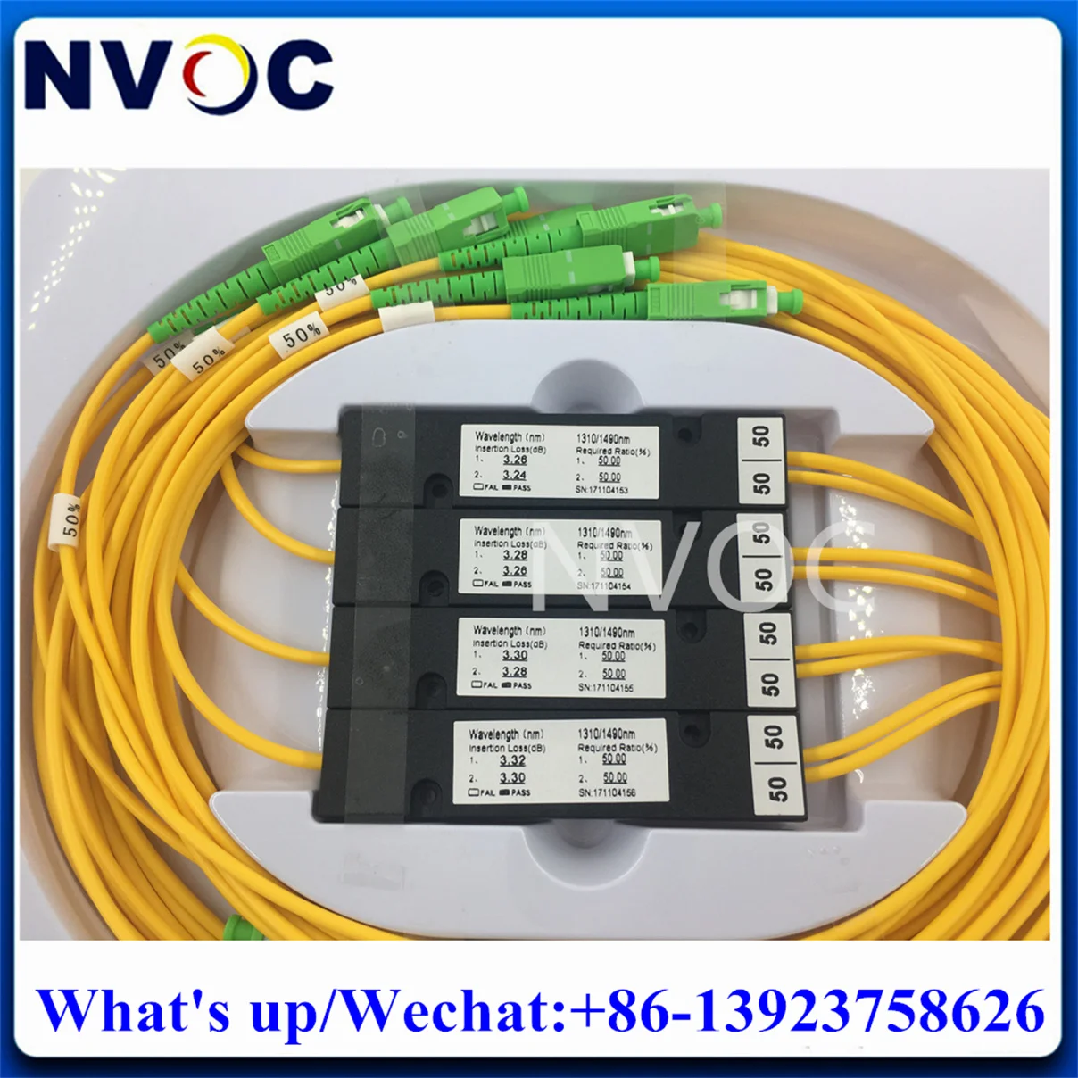 Imagem -04 - Acoplador da Fibra de 50 50 1x2 Fbt sm Janela Tripla 1310 1490 15502.0 Mm1m Caixa do Abs Divisor da Fibra Ótica 90*20*101*2 com Scapc do sc Upc