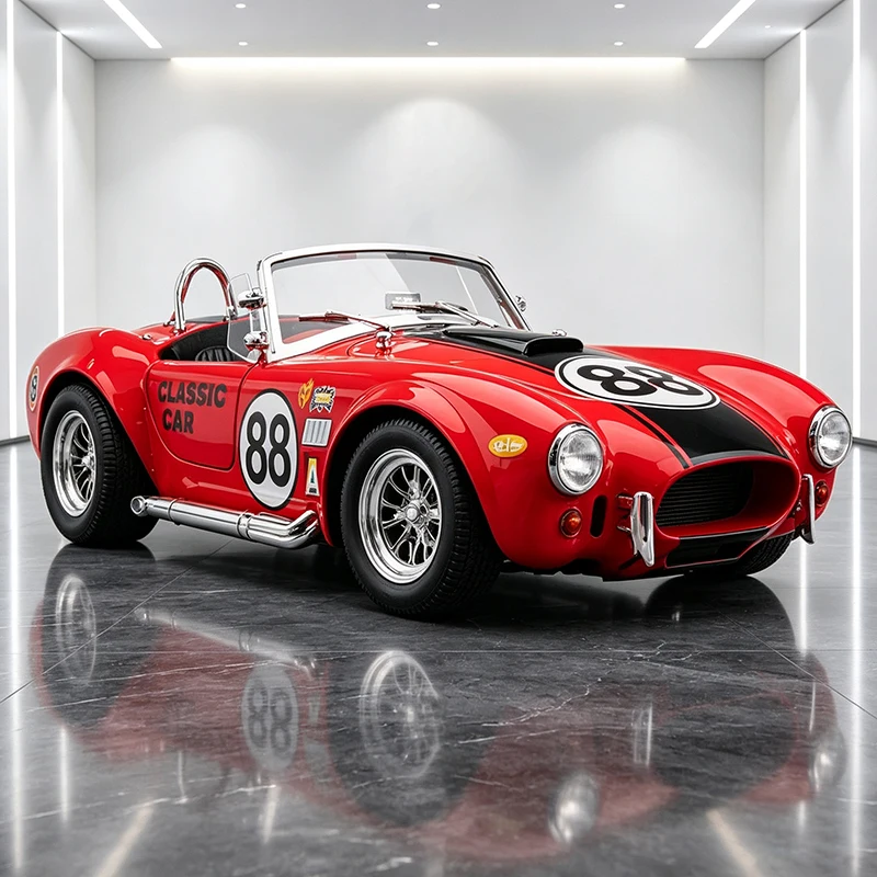 1:24 Shelby Cobra 427 S/C Modifiziertes Auto Legierungsautomodell mit Ton und Licht Rückziehspielzeug für Kinder Sammlerstück Geburtstagsgeschenk