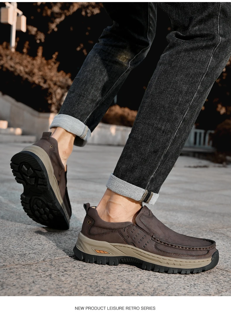 Marke Männer Schuhe Hohe Qualität Aus Echtem Leder männer Casual Schuhe Slip Auf Komfort Business Mann Wohnungen Schuhe Outdoor Männer arbeit Schuhe – Detail 14