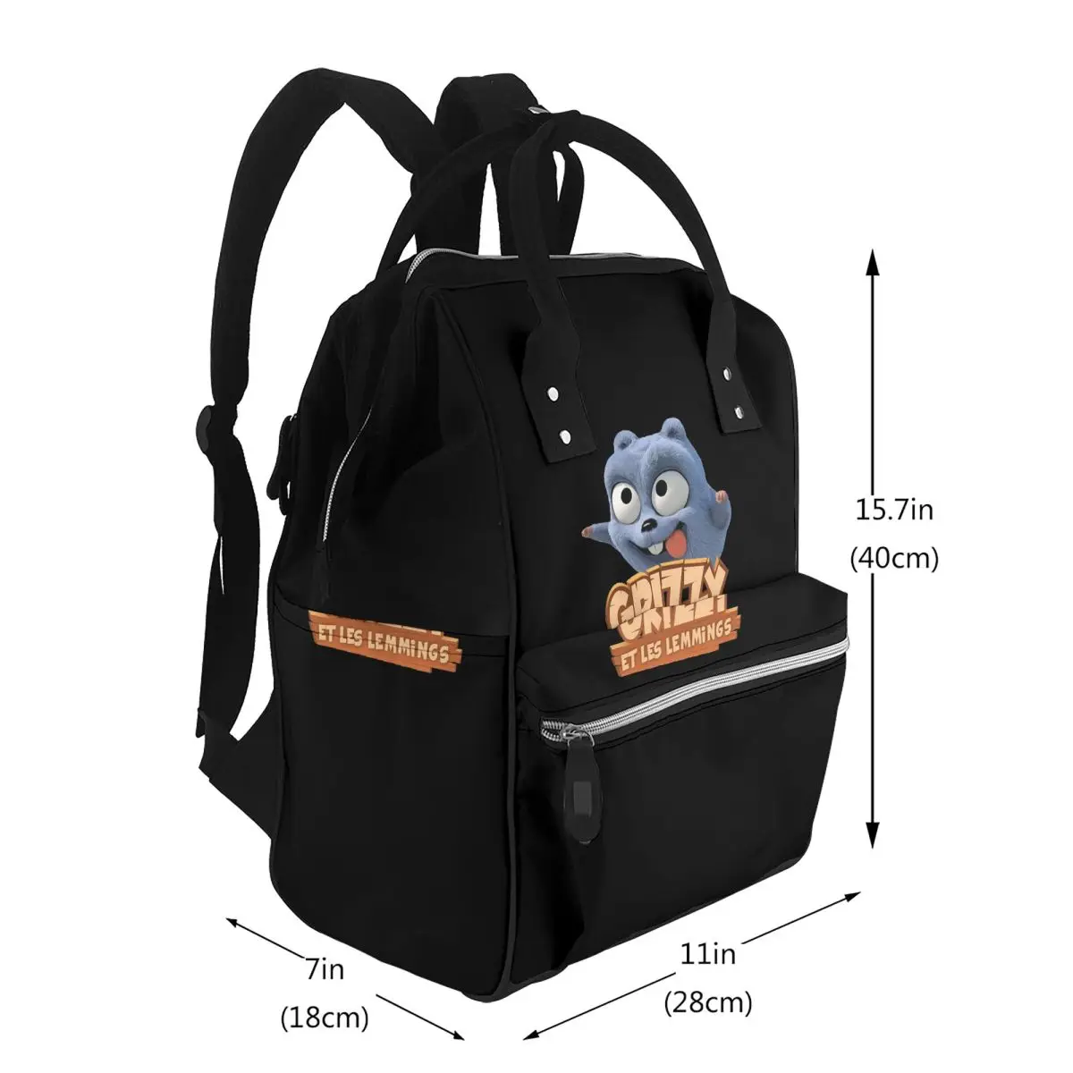 Happy Grizzy And The Lemmings Cartoon Lemmings Bear Square Student Backpack School Bag  for Men Women Bookbag Shoulder Bags