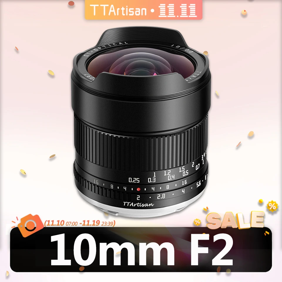 

TTArtisan APS-C 10 мм F2 ASPH 105 ° Сверхширокоугольный объектив для фотосъемки Sony E Fujifilm XF Nikon Z Canon EOS R M43 Mount