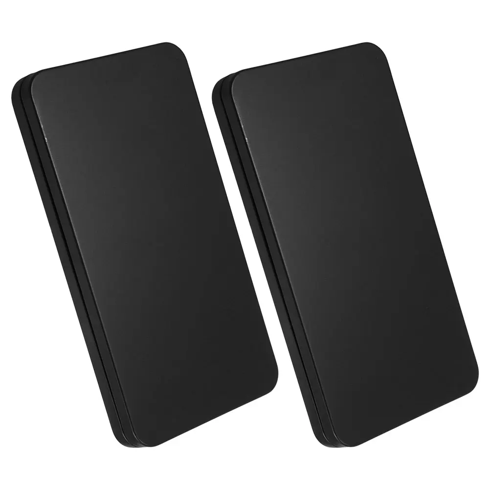 2pcs Black Metal Box Lid Rectangular Money Organizer Storage For Cash Coins Jewelry Ticket Receipt Check Portable Small