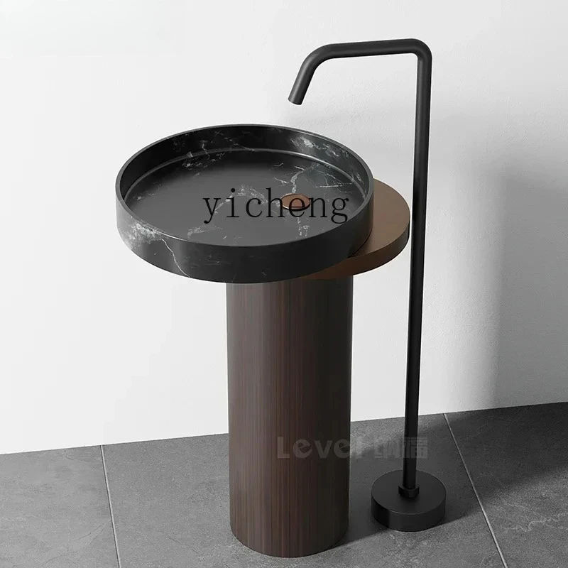 

Creative Art Floor-Standing Integrated Rock Plate Column Basin Nordic Bathroom Marble Wash Basin